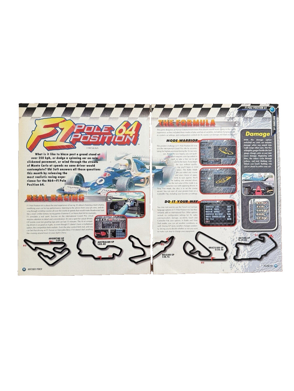 F1 Pole Position Nintendo N64 Video Game Print Ad Promo Art Racing